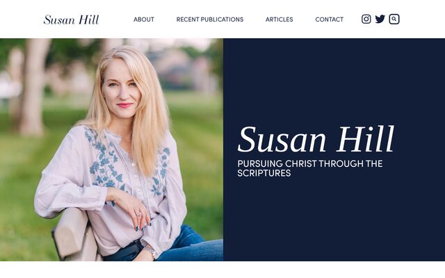 Screenshot of the Susan Hill homepage